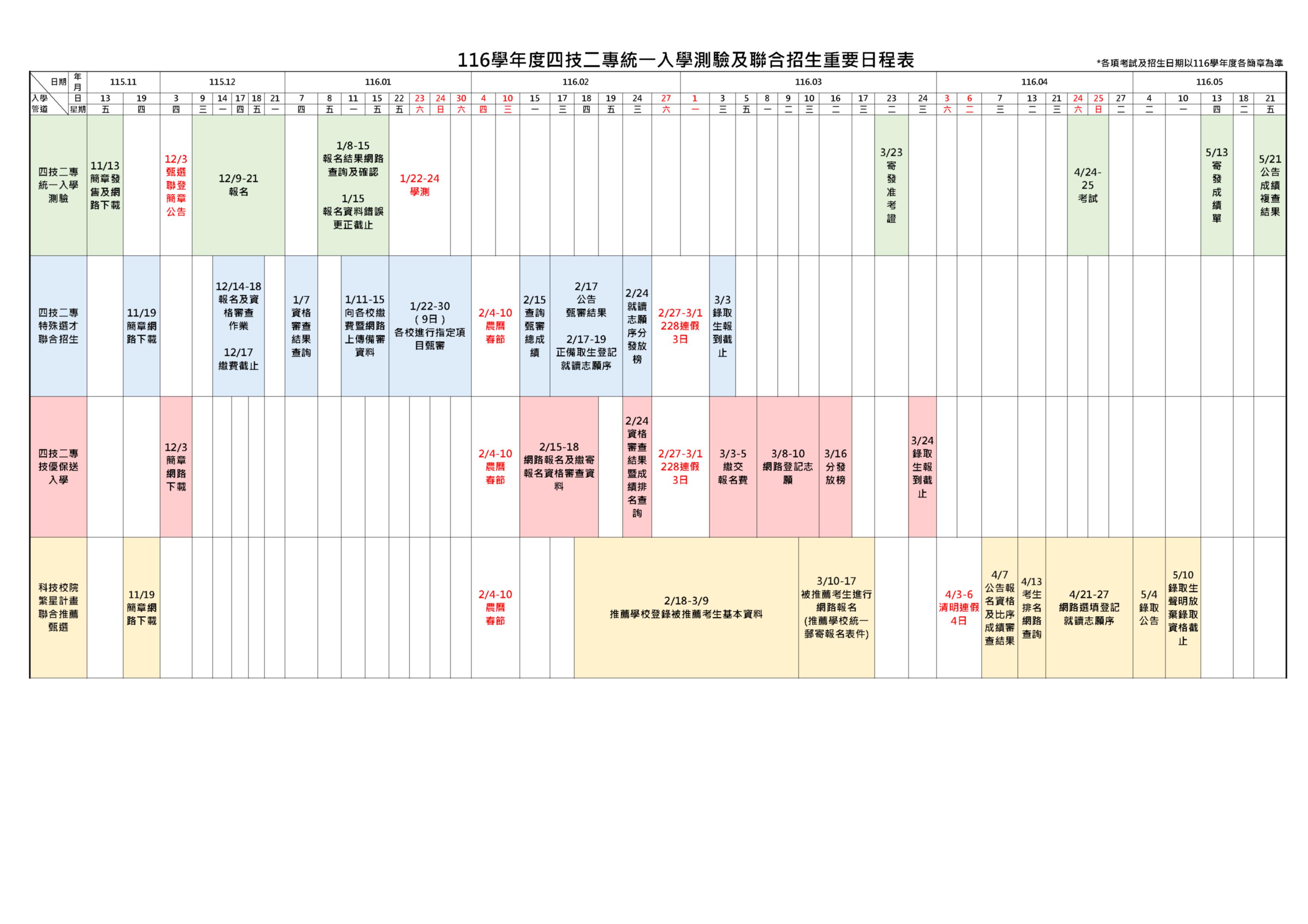 升學行事曆